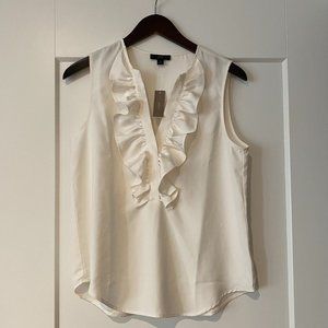 J Crew Ruffle-front top in satin crepe